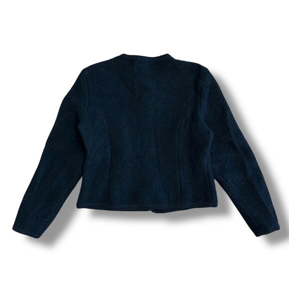 Lands’ End Vintage 100% Wool Black Cardigan Jacket Women’s 12 - Picture 6 of 7